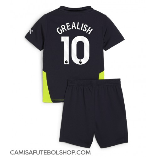 Camisa de time de futebol Manchester City Jack Grealish #10 Replicas 2º Equipamento Infantil 2024-25 Manga Curta (+ Calças curtas)